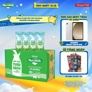 Thùng 48 Hộp Sữa Tươi Tươi Sạch NutiMilk Có Đường 180ml