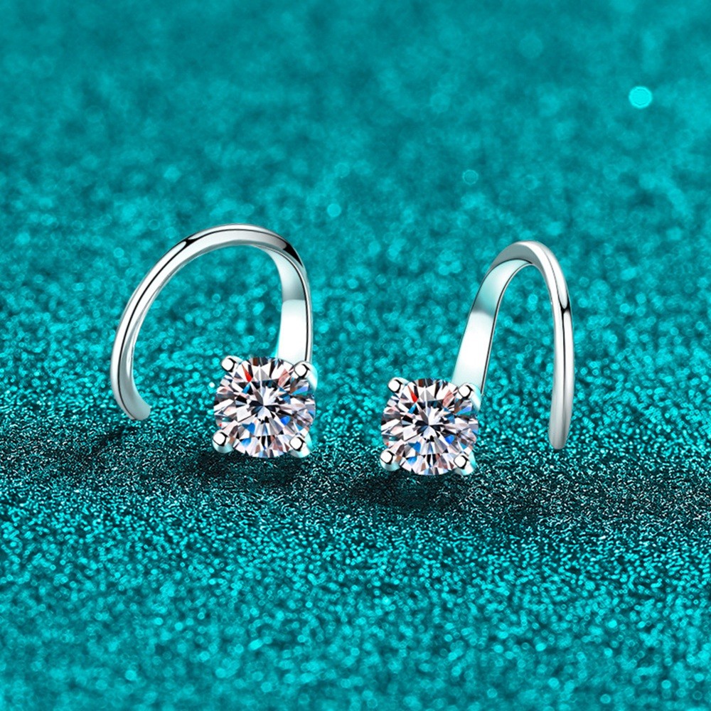 1CT Moissanite Bông Tai S925 Bạc Bông Tai Dành Cho Nữ Đảng Kỷ Niệm Trang Sức Cao Cấp