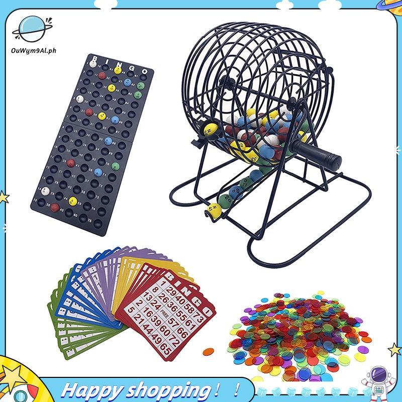 [ouwym9al] Bộ trò chơi Bingo cao cấp với lồng Bingo 6 Inch, bảng Bingo Master, 75 quả bóng màu, 50 t