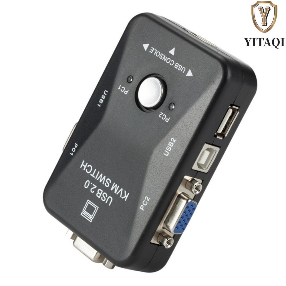 YITAQI 2 Cổng VGA KVM Switch, Bộ Chuyển Đổi 2 Trong 1 USB 2.0 KVM Switch Splitter, Hộp Chia Tiện Lợi