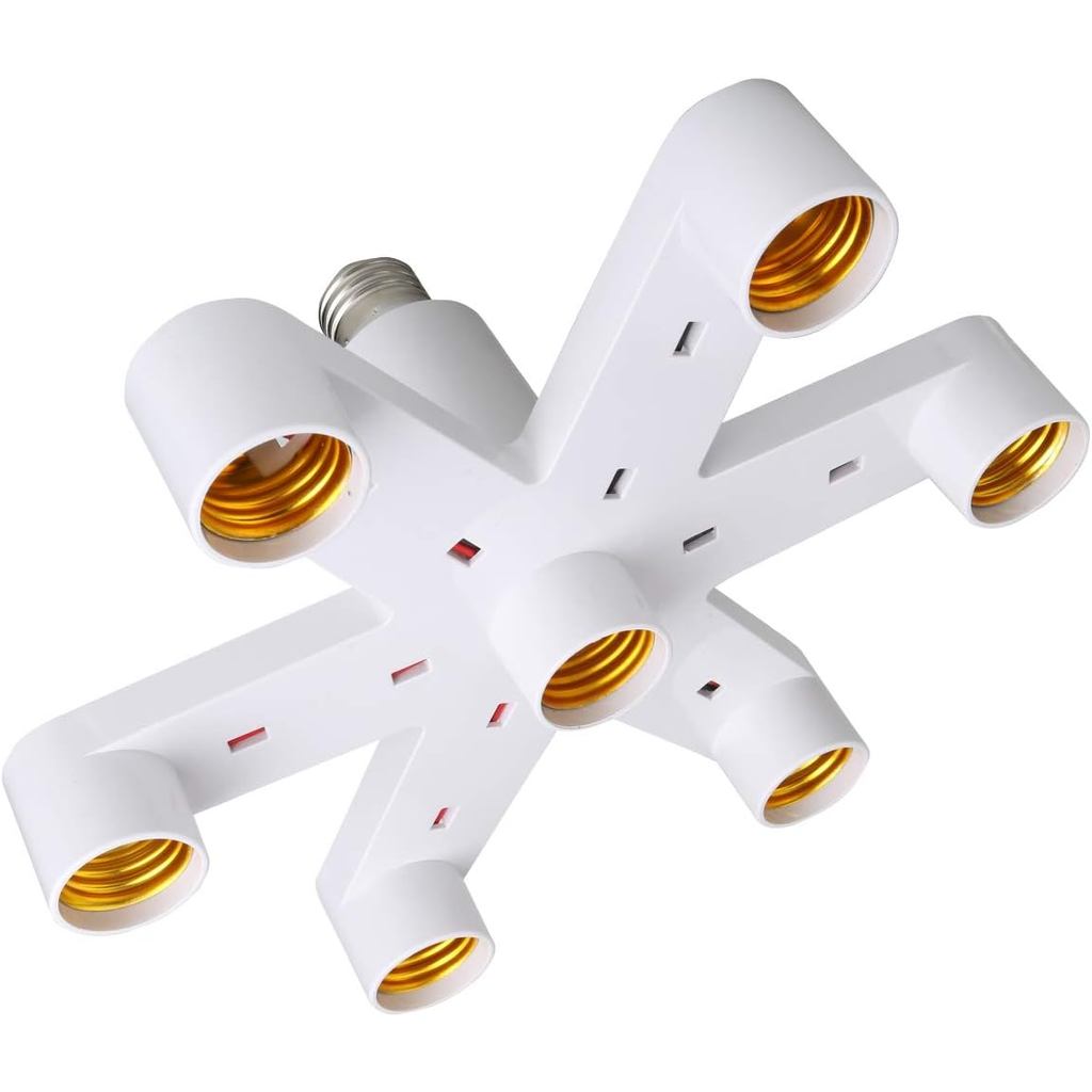 Bộ chuyển đổi bộ chia ổ cắm bóng đèn 7 trong 1 8T8 E26 / E27, Bộ chuyển đổi giá đỡ đèn LED tiêu chuẩ
