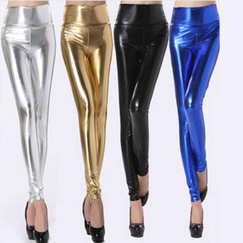 Thời Trang PU Da Sáng Nữ Cao Cấp Skinny Quần Da Quần Legging Hộp Đêm Quần Da Giả