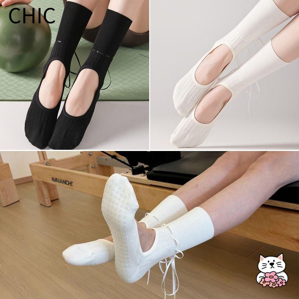Tất Yoga CHIC, Tất Cotton Pilates thấm mồ hôi, Tất chống trượt thông thường Harajuku Street Strappy 