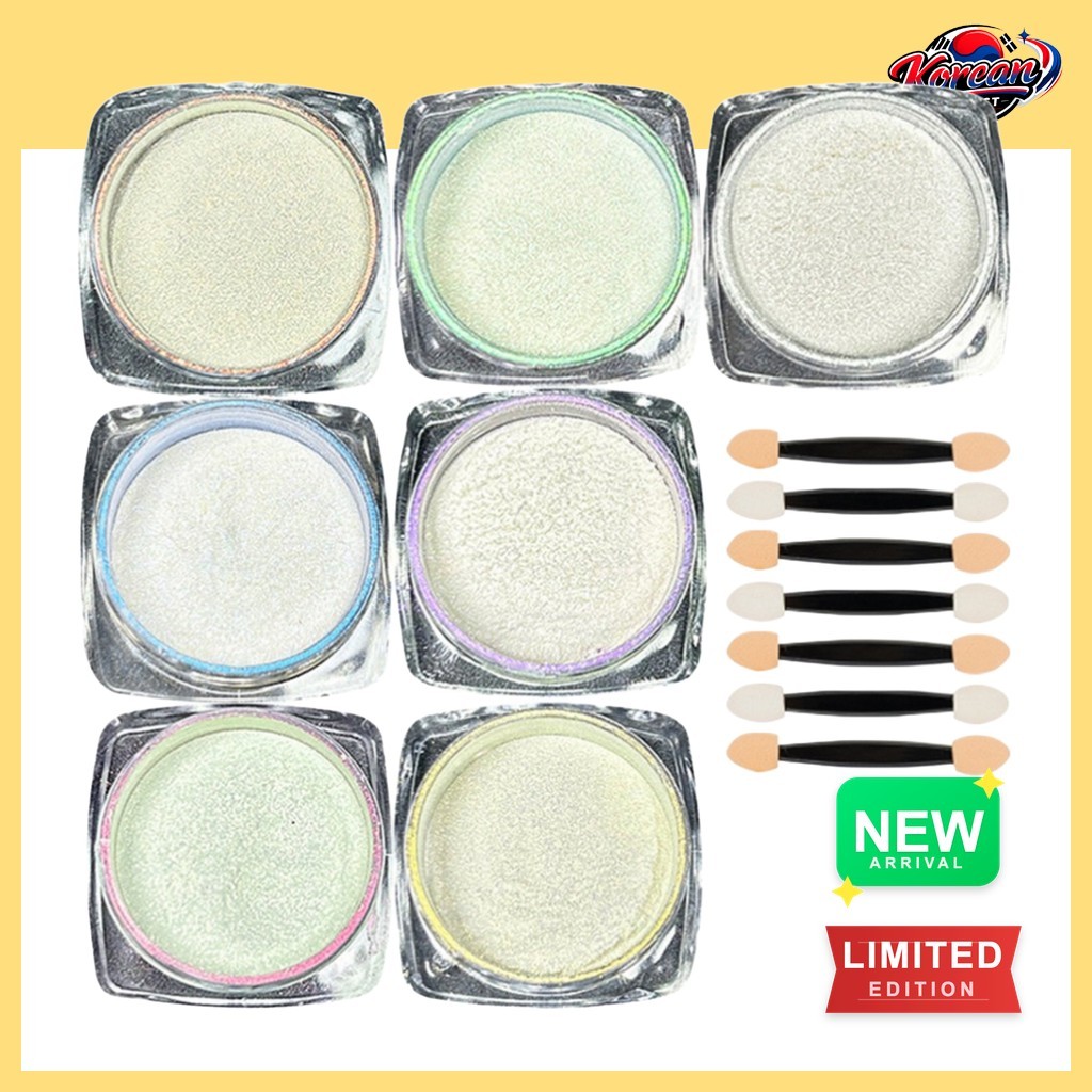 [aibit] Bộ bột Aurora, 7 màu, Trắng, Vàng, Hồng, Tím, Xanh, Xanh, Cam, 1 cái của KoreanSelect