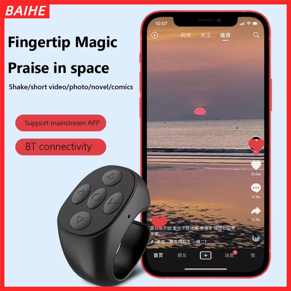 BAIHE Electric Auto Page Turner, Thiết bị bấm ngón tay ABS tương thích Bluetooth, 2024 Mini Click Qu