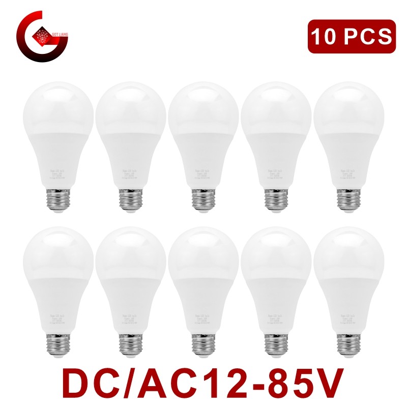 Got Liang 10 Cái / lốc Bóng Đèn LED E27 DC / AC 12V-85V 3W 6W 9W 12W 15W 18W 25W Đèn Điện Áp Thấp 12