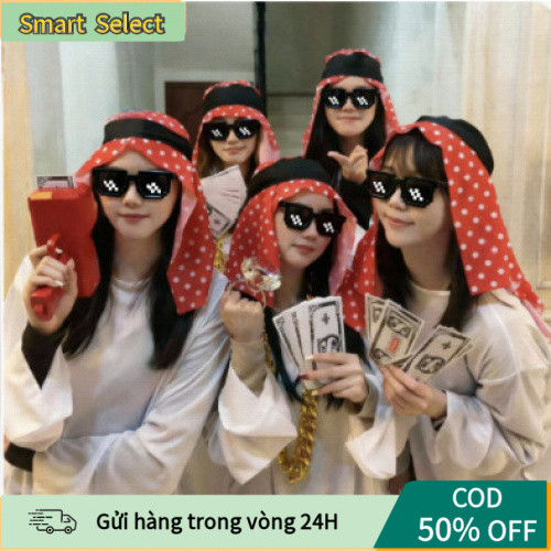 [COD] Bộ đồ đại gia Dubai 3 món, áo vest + kính + dây chuyền, nhiều size