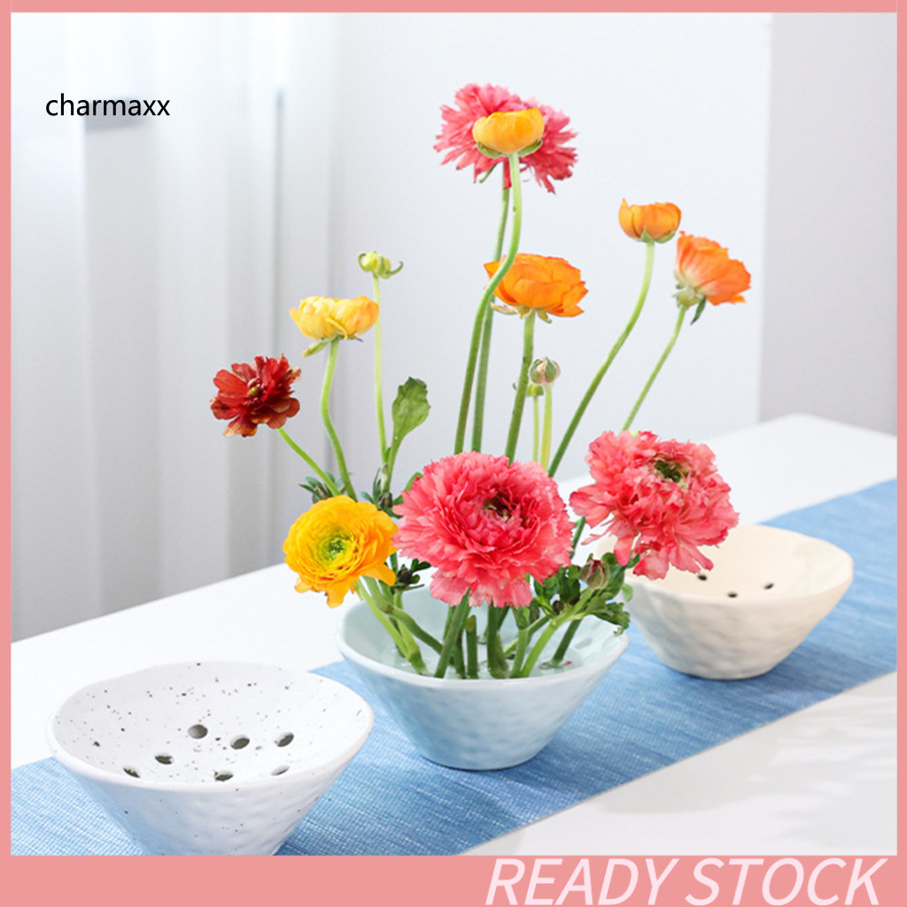 CM Tối Giản Hoa Sắp Xếp Bát Gốm Hoa Ếch Bát Gốm Sứ Ikebana Ếch Bình Hoa – Giá Đỡ Sắp Xếp Nhật Bản Ch