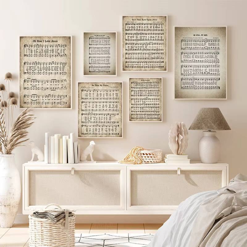 Jesus Loves Me Vintage Hymn Sheet Music Canvas Poster Christian Nursery Wall Art Print Decor For Kid