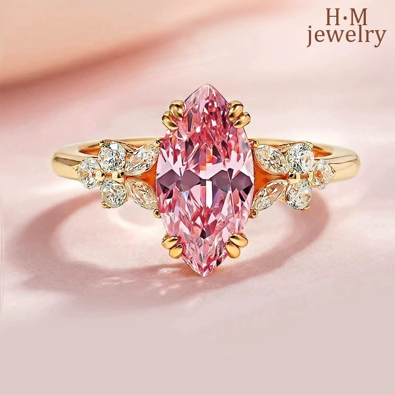 Paparazzi Pink Ice Flower Cut Marquise Open Ring dành cho nữ