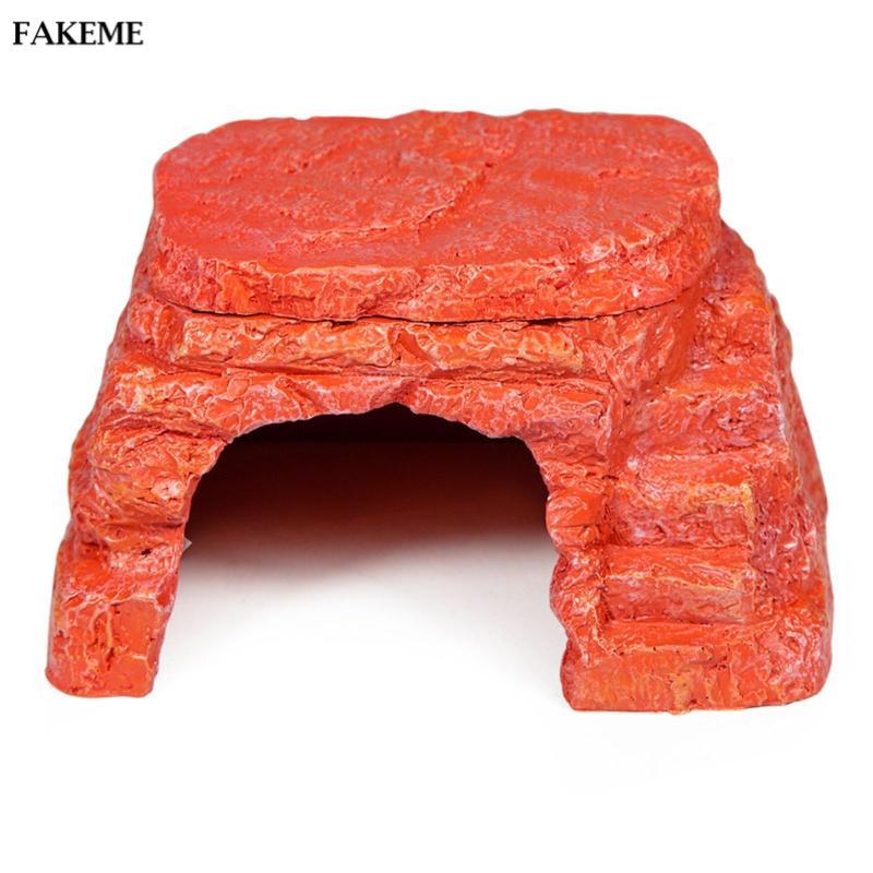 FAKEME Rock Cave Heater Low-Voltage Heated Pet Cave Stone Hide Heater Họa tiết Thiết bị sưởi ấm thú 
