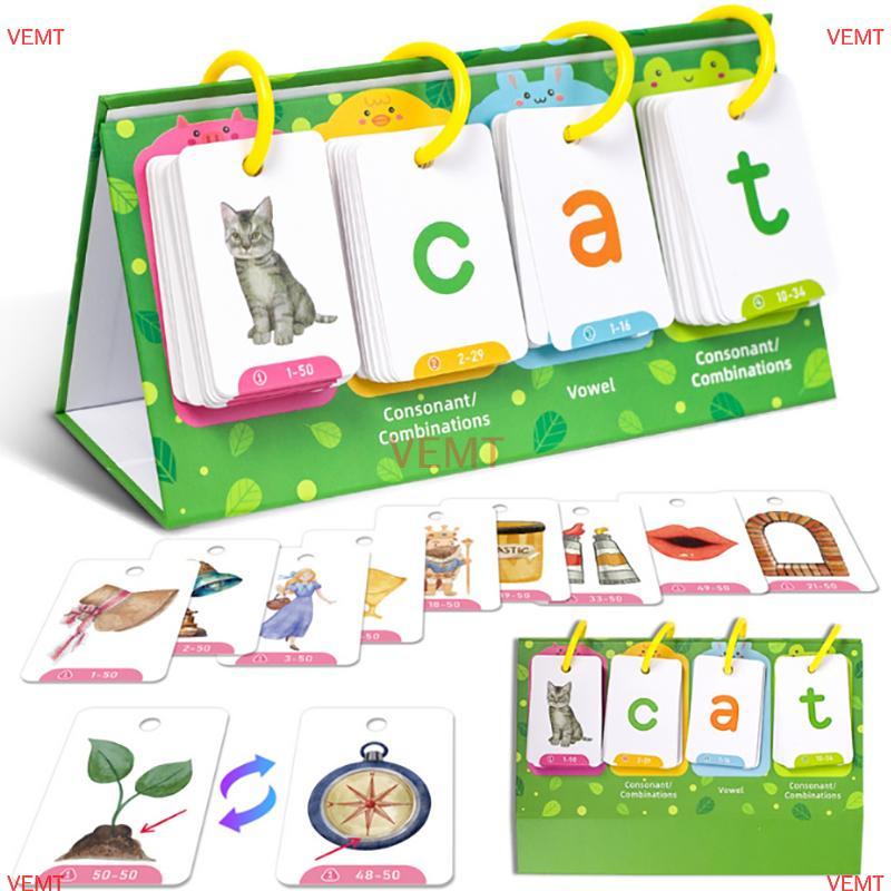 [VG] Kids CVC Words s Phonics Flip Chart Word Builder Sight Words Công cụ học tập Hoạt động Trị liệu