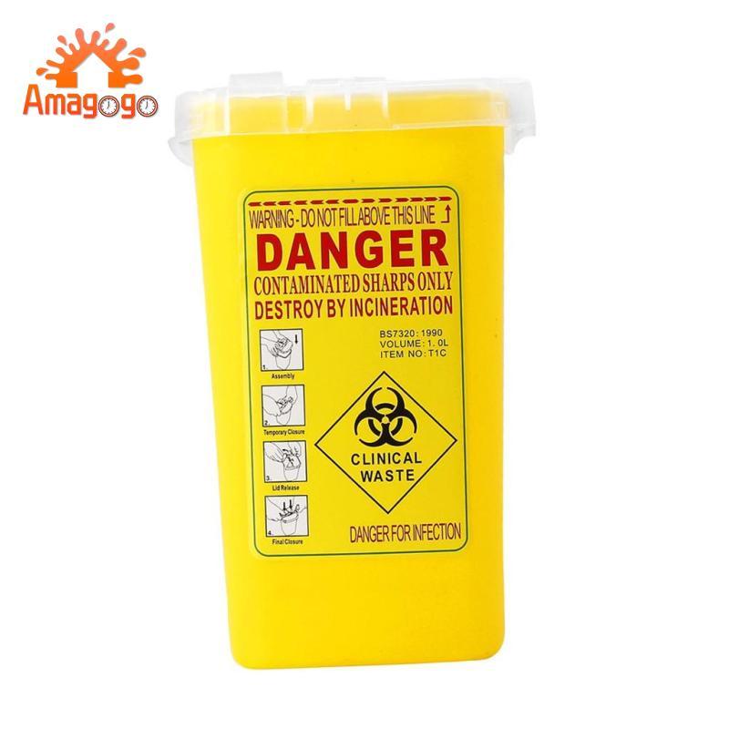 Amagogo 1 Quart Nhựa Sắc Nét Hộp Đựng Biohazard Xử Lý Thùng Rác Màu Vàng