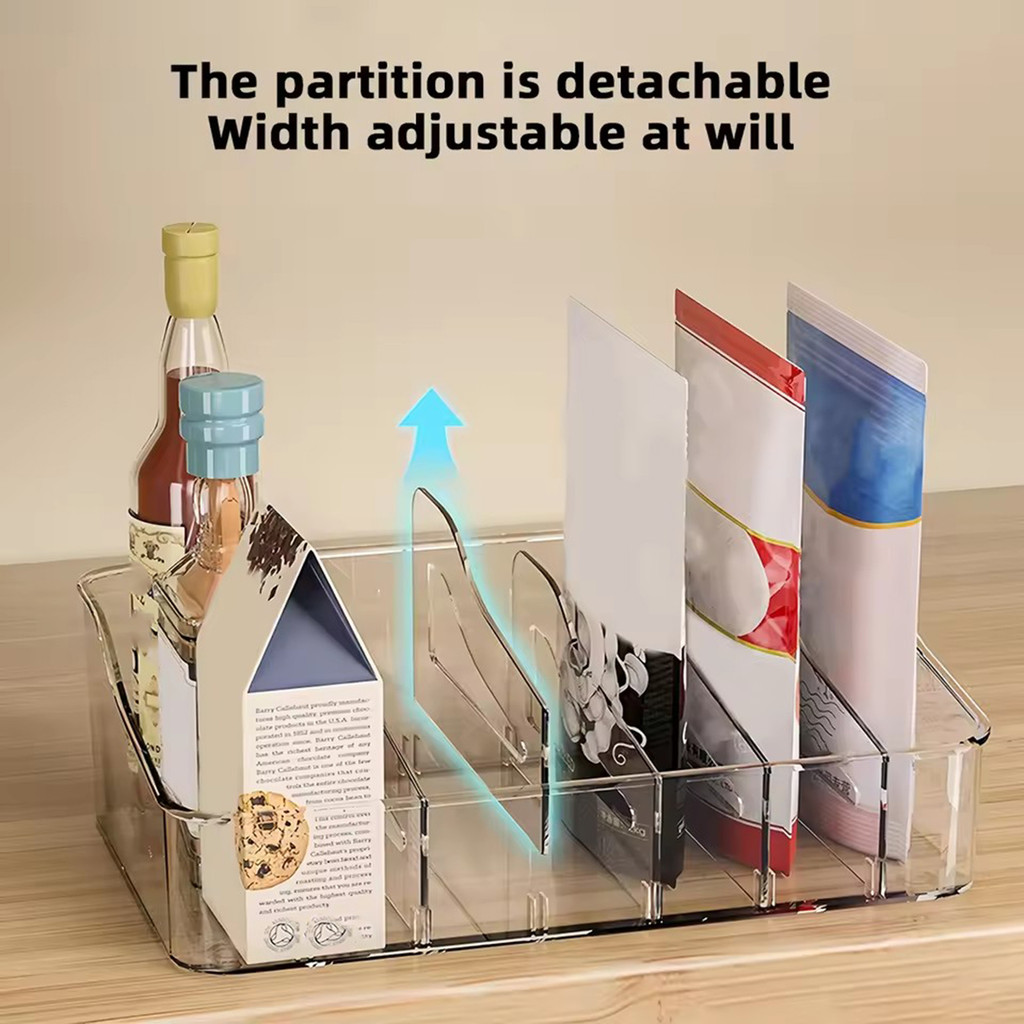 Large Capacity Seasoning Jar Storage Box Countertop Transparent Divided Cosmetic Food Storage Box
