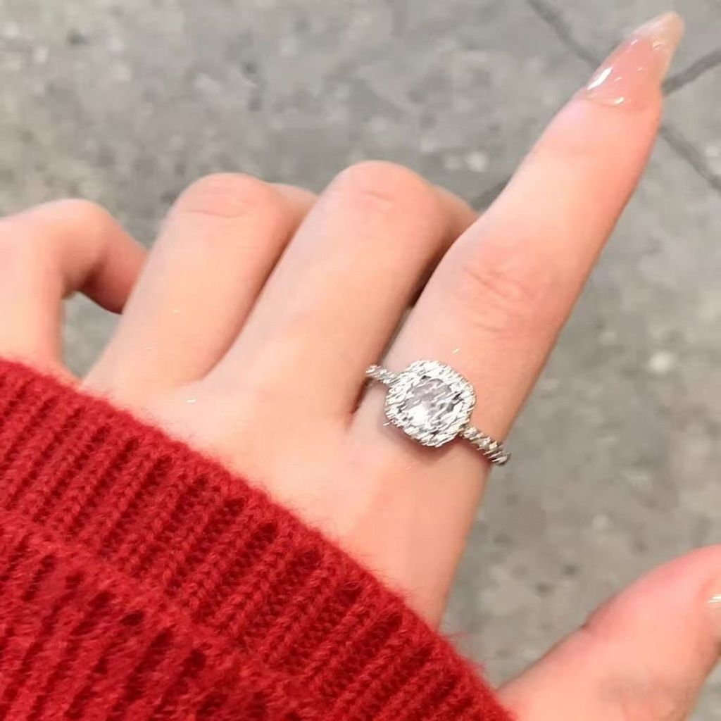 Sugar Cube Ring Zircon Flash Diamond Diamond Ring Flash Square Diamond 7.19