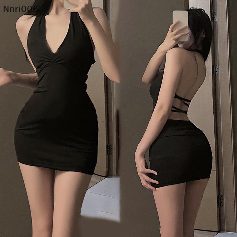 [N6] Đầm Mini Mini dự tiệc Halter Baless Slim V-ne Wrap Party Night [Vn]