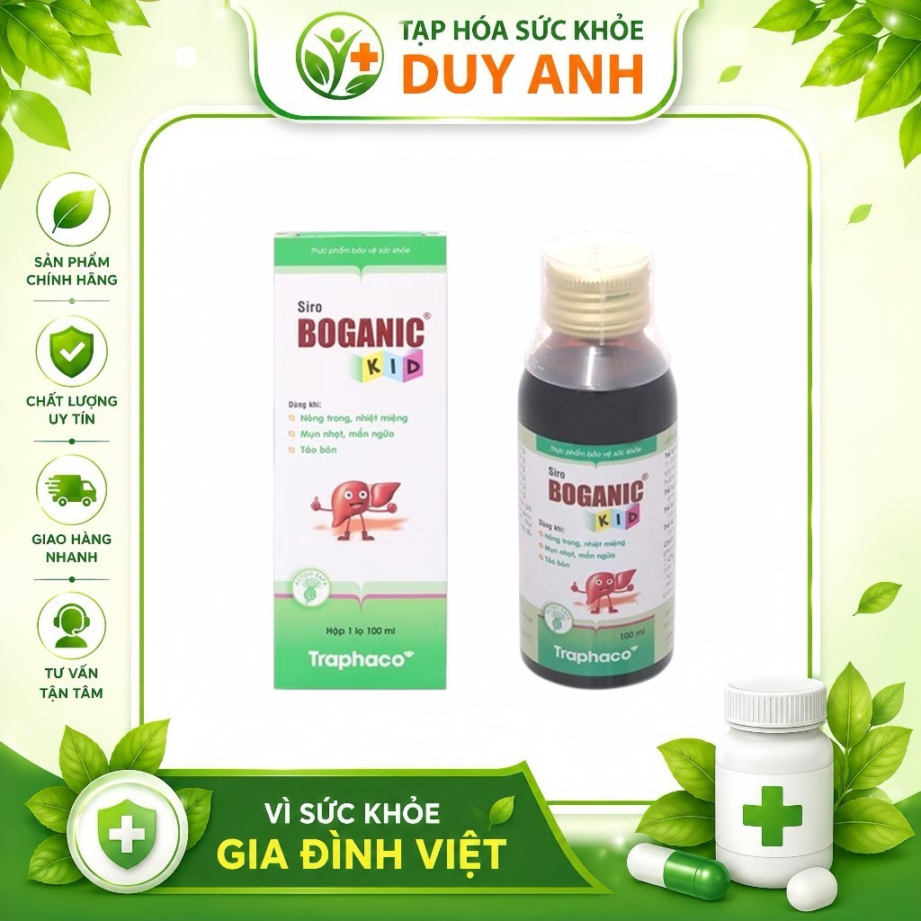 [COMBO 3 CHAI] SIRO BOGANIC KID THANH NHIỆT 100ML – HỖ TRỢ GIẢM TÁO BÓN CHO TRẺ