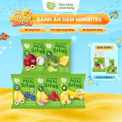 Combo 5 Bánh Ăn Dặm Mini Bites Mămmy bổ sung canxi hỗ trợ tập nhai cho bé từ 6 tháng gói 15g