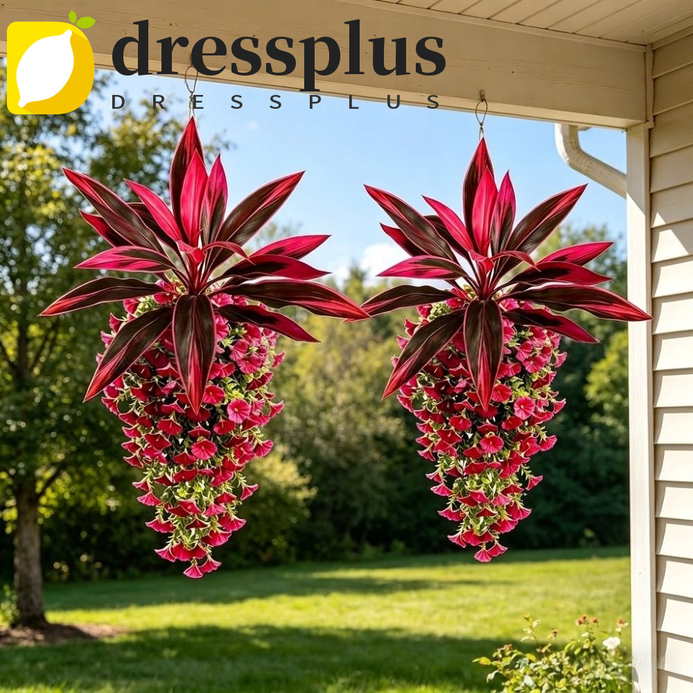 DRESSPLUS Nhân Tạo Dracaena Morning Glory Treo Vine, Real Touch Lush Leaves Giả Trailing Petunia Flo