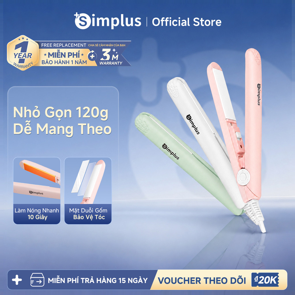 Simplus Máy uốn duỗi tóc Mini ZFBA007 - Bảo Hành 1 Năm 1 Đổi 1
