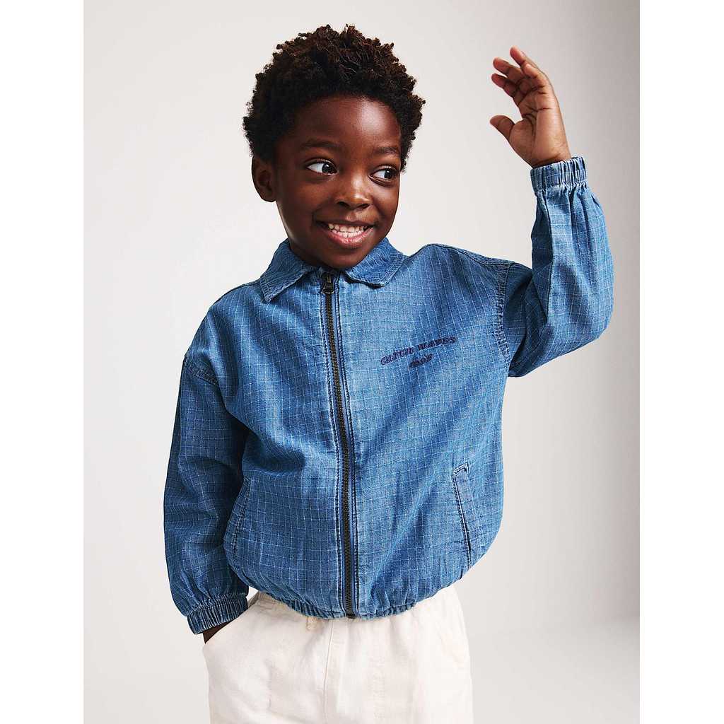 M&S - Kids Jacket - Pure Cotton Denim Ripstop Jacket  - MED BLUE DENIM