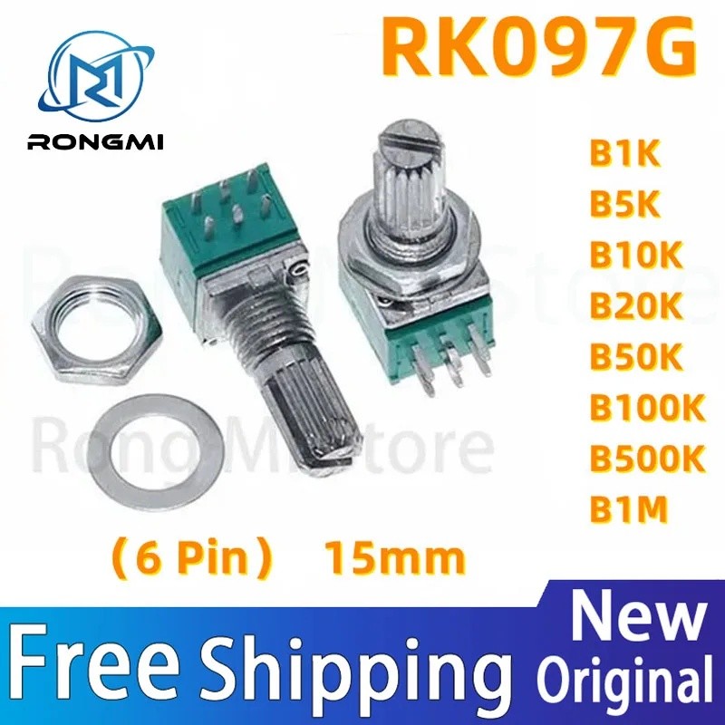 5 CÁI RK097G 6 chân B1K B5K B10K B20K B50K B100K B500K 15mm, 5 feet B1K B5K B10K B20K B50K B100K B50
