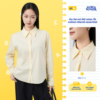 Áo Sơ-mi Nữ Yody Phom relax fit cotton blend essential TRA WCSH26A004