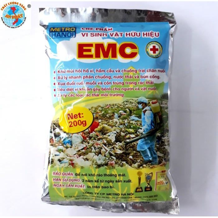 Men xử lý rác hữu cơ EMC 200g – Chế phẩm vi sinh xử lý chất thải rác thải hiệu quả