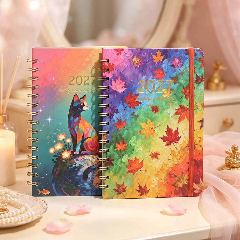 Hàng sẵn có 2027planner Notebook A5 Coil Schedule Notebook Planner Nhật ký giá trị cao 0809