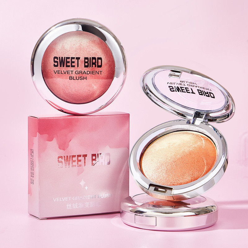 【 ♈ 】 SWEET BIRD Powder Blusher High Gloss Dressing Three In One Pearl Baking Powder Baking Rouge Fa