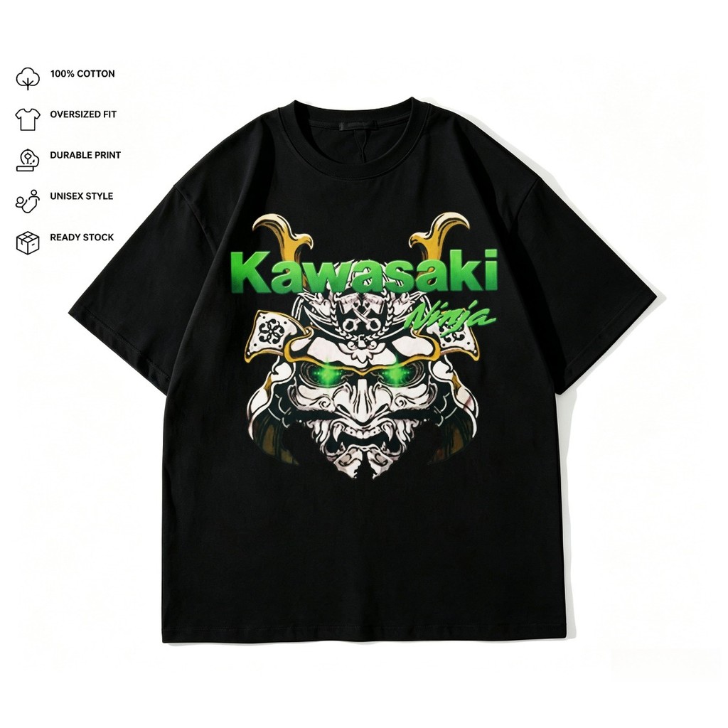 Kawasaki Samurai Đầu Lâu In Áo Thun Nữ Tay Ngắn In Hình Cotton 1 Quá Khổ Dạo Phố