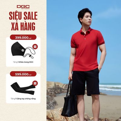 Áo polo ngắn tay DGC dáng suông, bo cổ và bo tay dệt gân, có logo ngực trái trẻ trung - SAPBF104M