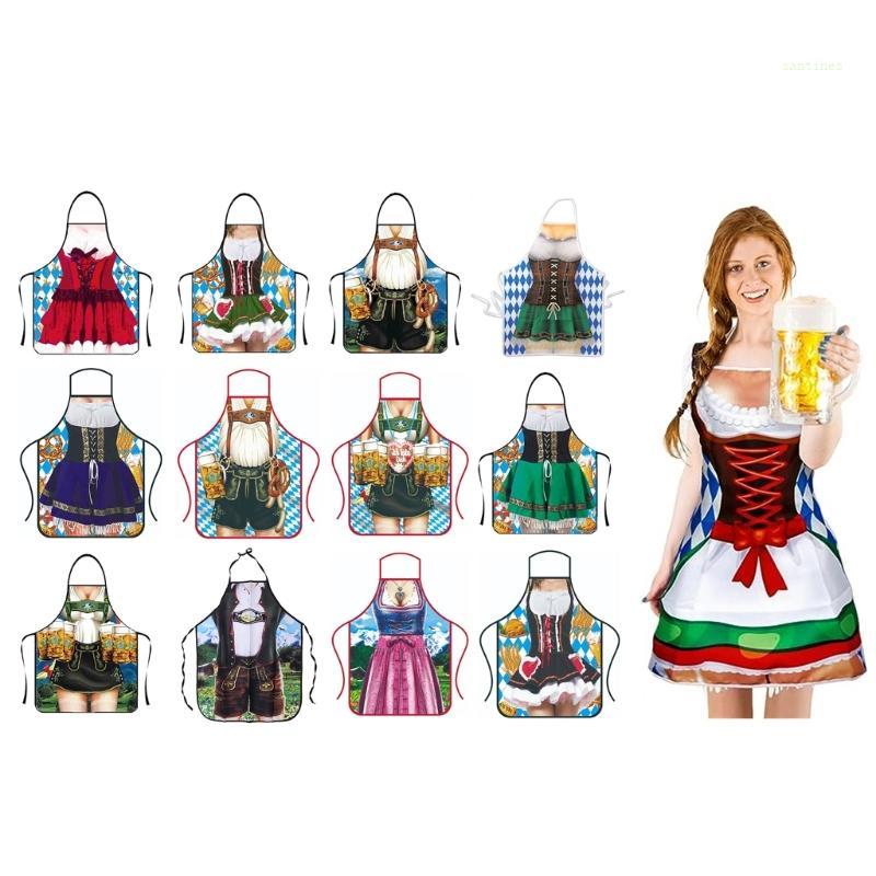 San * Tạp dề mới lạ Bavarian Oktoberfest Tạp dề nhà bếp Bavarian dành cho nữ Cặp đôi nam