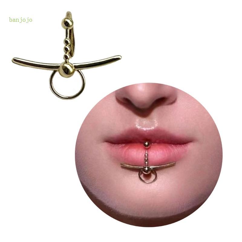 Banjojo Punk Xuyên Môi Còng Kẹp Giả Môi Nhẫn Giả Xuyên Vòng Phẫu Thuật Đồng Nữ Nhẫn Septum Hoop