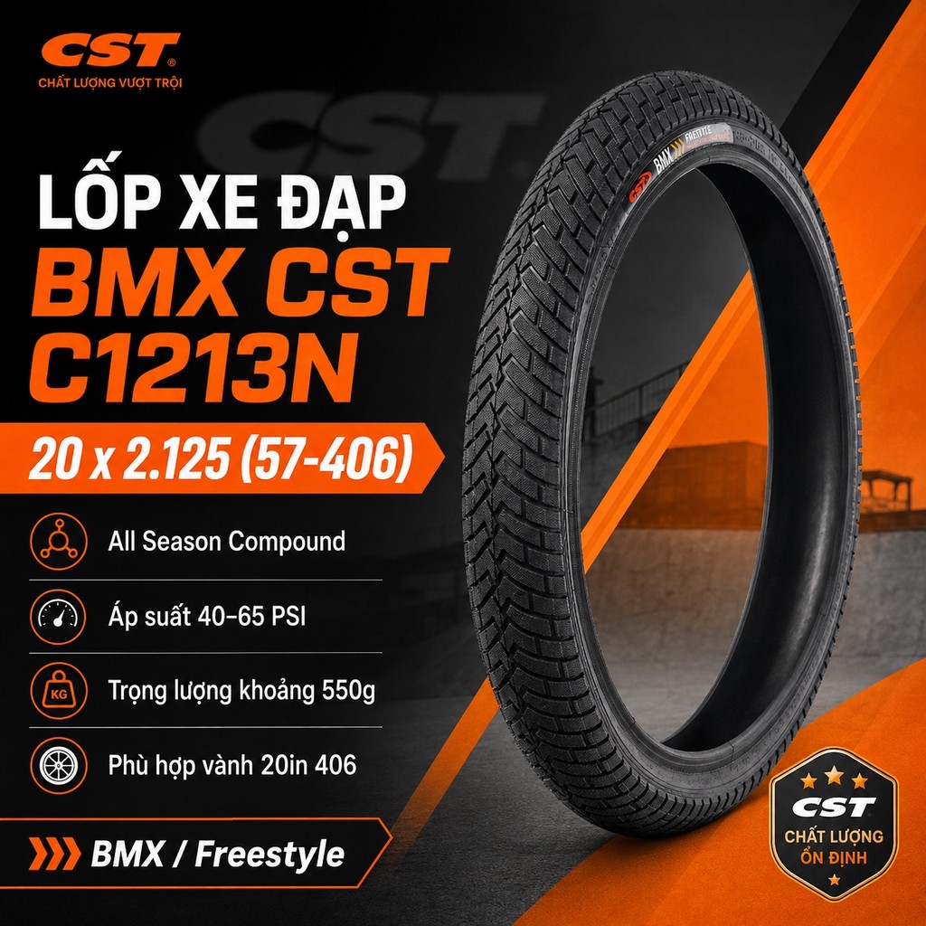 LỐP XE ĐẠP CST BMX RACE C1213N 20X2.125 – BMX / FREESTYLE / MINI BIKE – VÀNH 406
