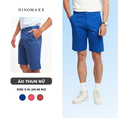 [CÒN XANH DƯƠNG, CAM NHẠT, ĐỎ BẠC ĐÔ]  Quần Short Nam Kaki Chất Cotton Chuẩn Form N&M Thương Hiệu NINOMAXX 2202013
