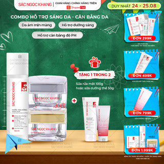 Combo Dưỡng Da, Hỗ trợ Cải Thiện Sạm Nám, Đốm Nâu, Se Khít Lỗ Chân Lông Sắc Ngọc Khang [Combo kem ngày đêm + NHH 145ml]