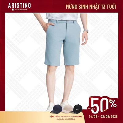 Quần short kaki nam ARISTINO regular fit cotton túi xẻ hai bên phong cách phóng khoáng ASO056AZ