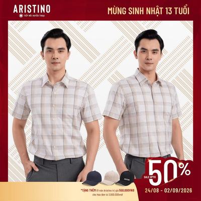 [Aristino x Đăng Khôi] Sơ Mi Ngắn Tay Aristino Business Perfect Fit Thiết Kế Sang Trọng 1SS221SAH2