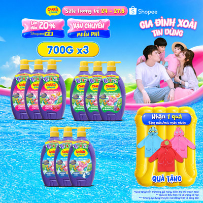 Combo 3 Chai Sữa Tắm Gội thành phần thiên nhiên Sạch Dịu Nhẹ & ẩm mịn Cho Bé Carrie Junior ( 700g x 3 )
