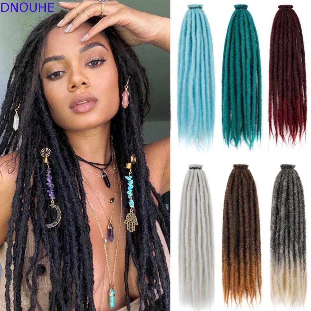 DNOUHE Hippie Dreads, Reggae Style Màu Ombre Tổng Hợp Dreadlock Extension, DIY Dài 24 Inch Móc Tự Nh