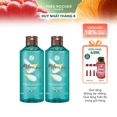Combo 2 Sữa tắm gội dịu nhẹ 2 trong 1 Hương Hoa Tiaré Yves Rocher Monoi 400mlx2