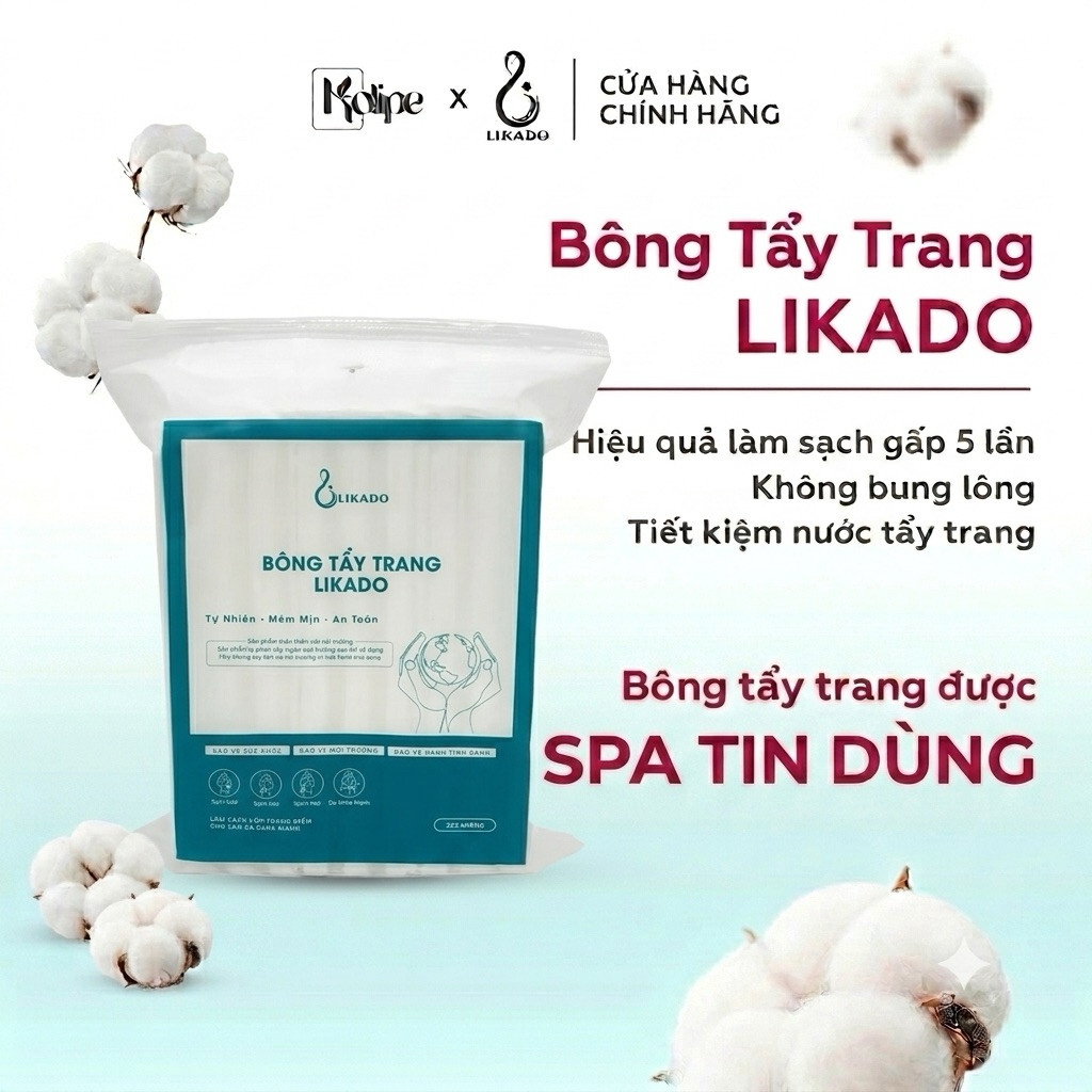 Bông tẩy trang 222 miếng Likado chất liệu Cotton (BTT - 222 miếng.)
