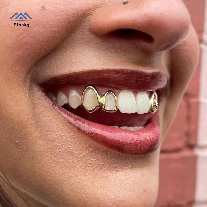 ELBBKG 1 Màu Vàng Hàng Ngày Đeo Răng Trang Sức Grillz Hip Hop Trái Tim Rỗng Răng Grillz Dành Cho Nữ 