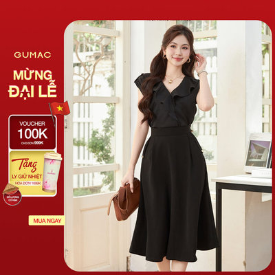 Chân váy nữ GUMAC xòe nắp túi  VF01072