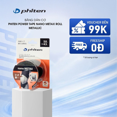Băng Dán Cơ Phiten Power Tape Nano Metax Roll Metallic (5.0cmx4.5m) Hỗ Trợ Cơ Thể Khi Vận Động Khả Năng Chống Nước