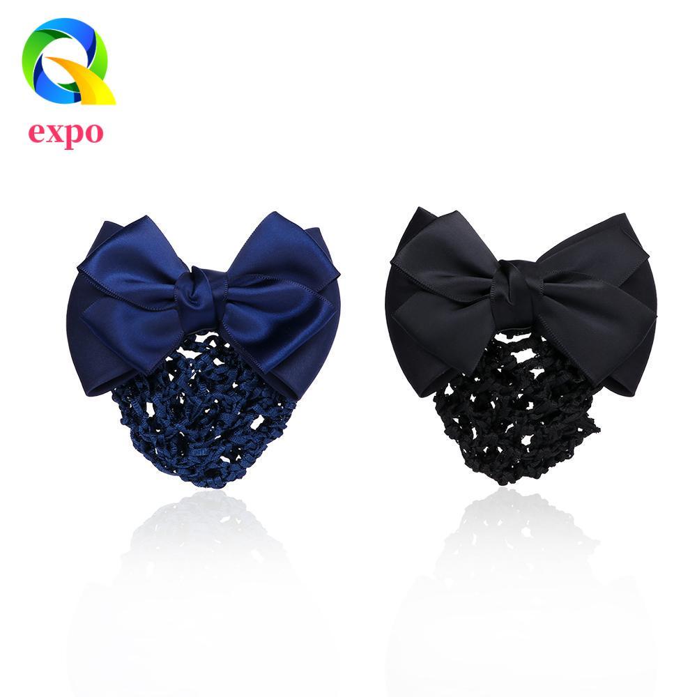 expo limit EXPO GIỚI HẠN Lưới Bun Snood Màu Trơn Nơ Barrette Nữ Satin Nơ