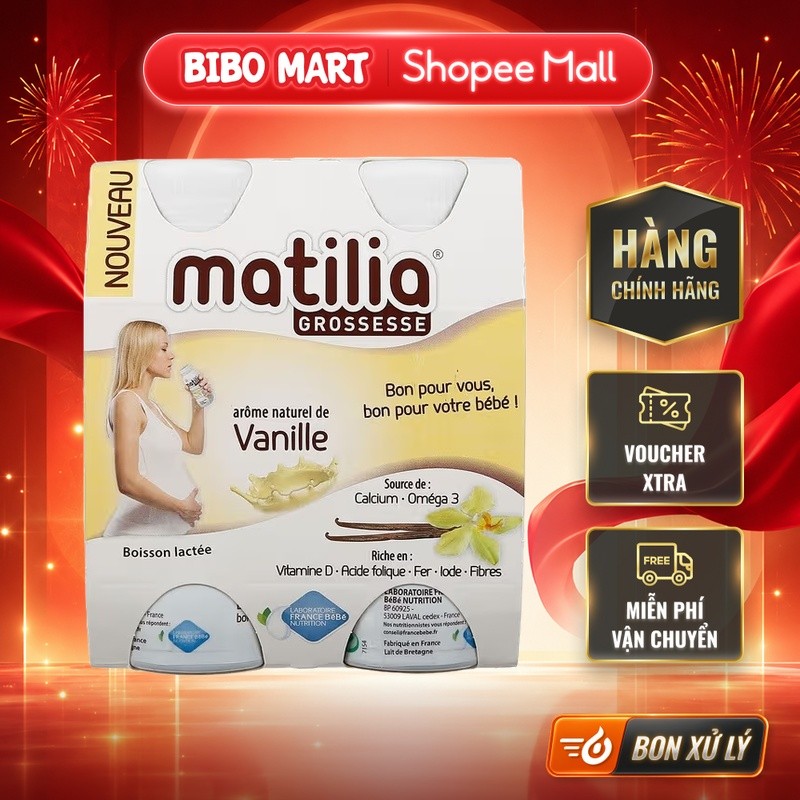 [LIVE] Sữa bầu Matilia hương vani (Lốc 4 hộp 200ml) - BM002.1