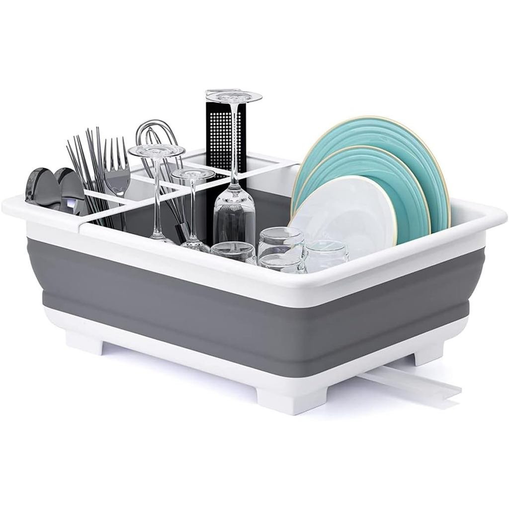 THANSTAR Collapsible Dish Drying Rack Portable Dinnerware Drainer Organizer for Kitchen RV Campers T