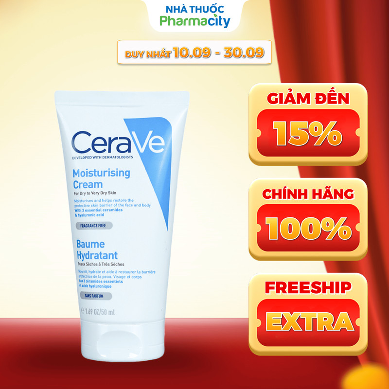 Kem dưỡng ẩm CERAVE Moisturising Cream dành cho da khô (Tuýp 50ml)